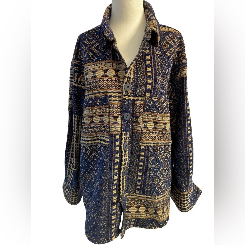 Urban Revivo Boho Southwestern Print Shacket Jacket Tribal Aztec M/L Pit 23